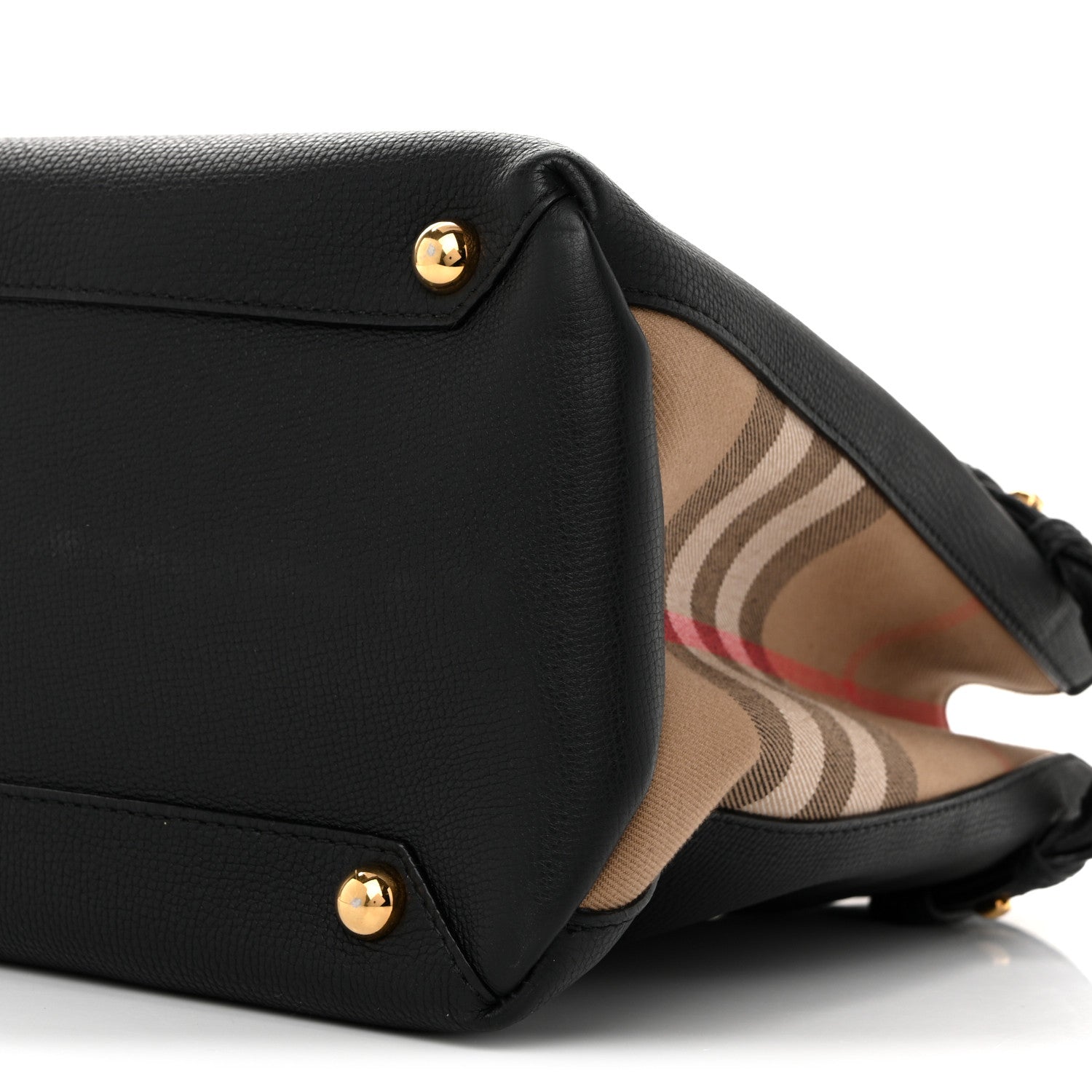 Burberry Grainy Calfskin House Check Large Banner Tote Black 9 of 15