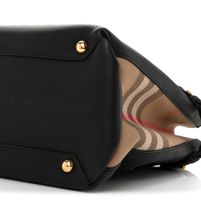 Burberry Grainy Calfskin House Check Large Banner Tote Black 9 of 15