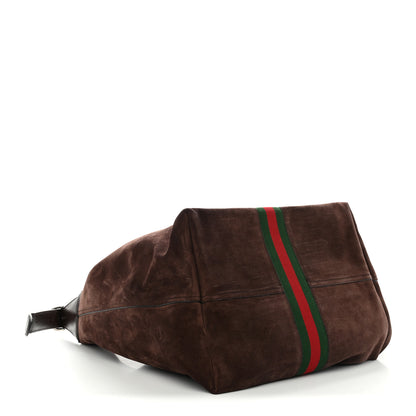 Gucci Suede Textured Dollar Calfskin Web Medium Jackie 1961 Crossbody Bag Brown 5 of 11
