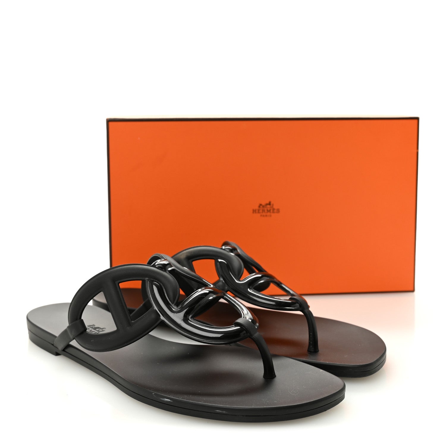 Hermes Rubber Womens Egerie Sandals 40 Black 10 of 10