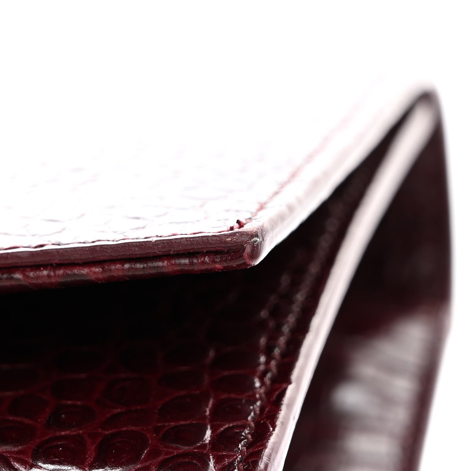 Saint Laurent Calfskin Crocodile Embossed Medium Classic Monogram Kate Tassel Satchel Dark Red 11 of 12