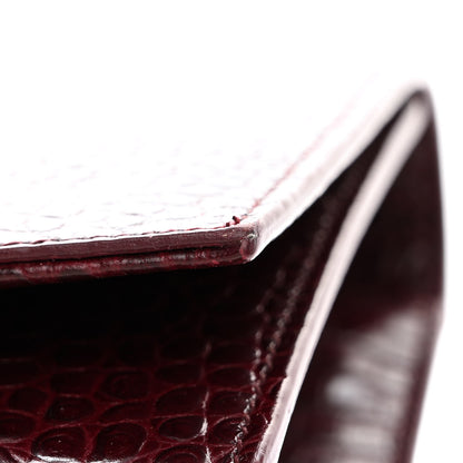 Saint Laurent Calfskin Crocodile Embossed Medium Classic Monogram Kate Tassel Satchel Dark Red 11 of 12
