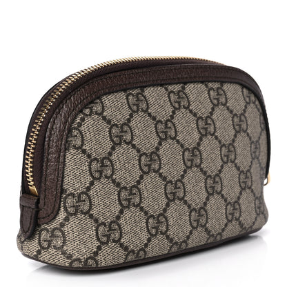 Gucci GG Supreme Monogram Textured Calfskin Web Medium Ophidia Cosmetic Case Beige Ebony New Acero 3 of 9