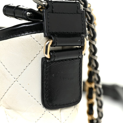 Chanel Aged Calfskin Quilted Small Gabrielle Hobo Black White 12 of 16