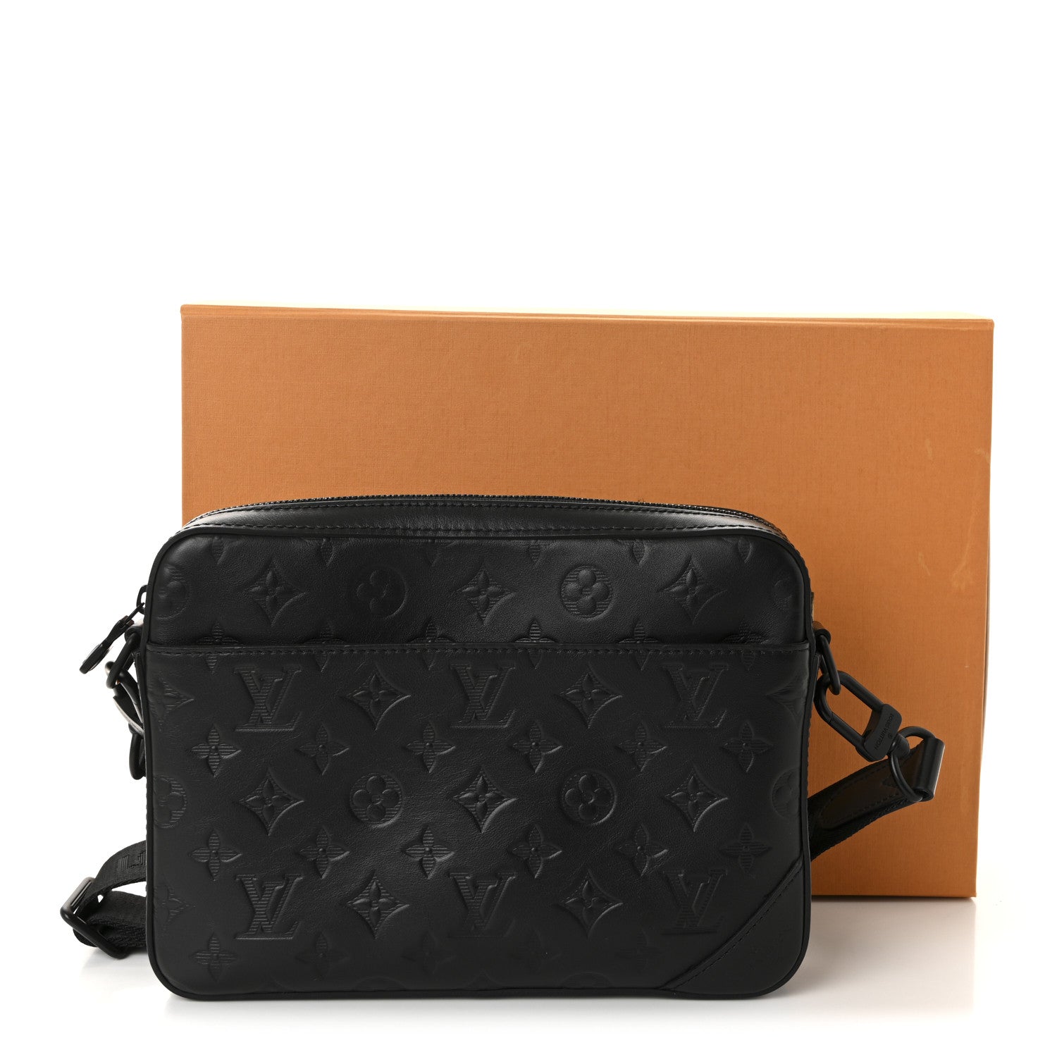 Louis Vuitton Calfskin Monogram Shadow Duo Messenger Black 1807304