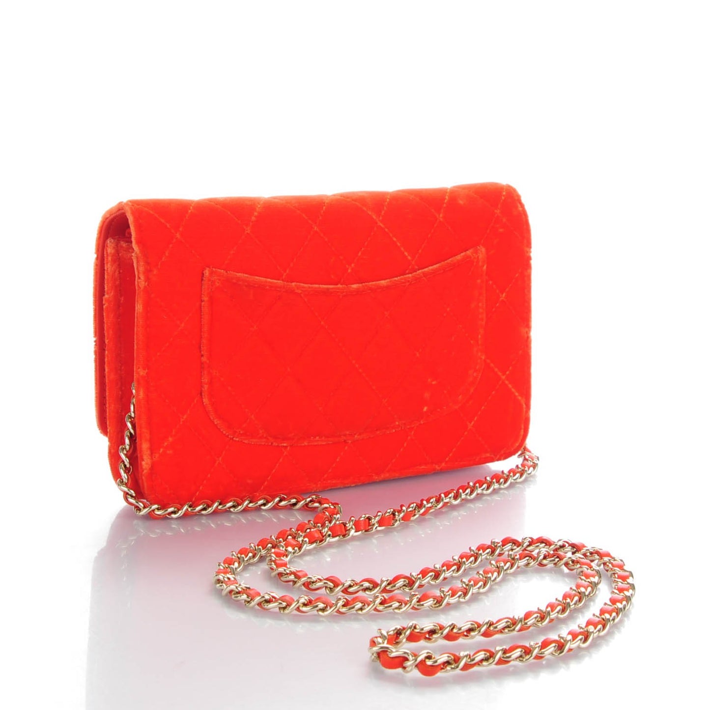 Velvet Quilted Wallet On Chain WOC Orange