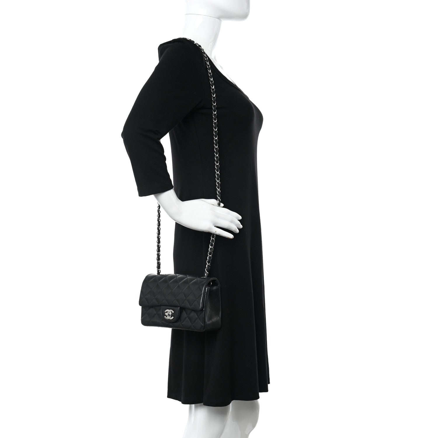 Chanel Lambskin Quilted Mini Rectangular Flap Black 2 of 11
