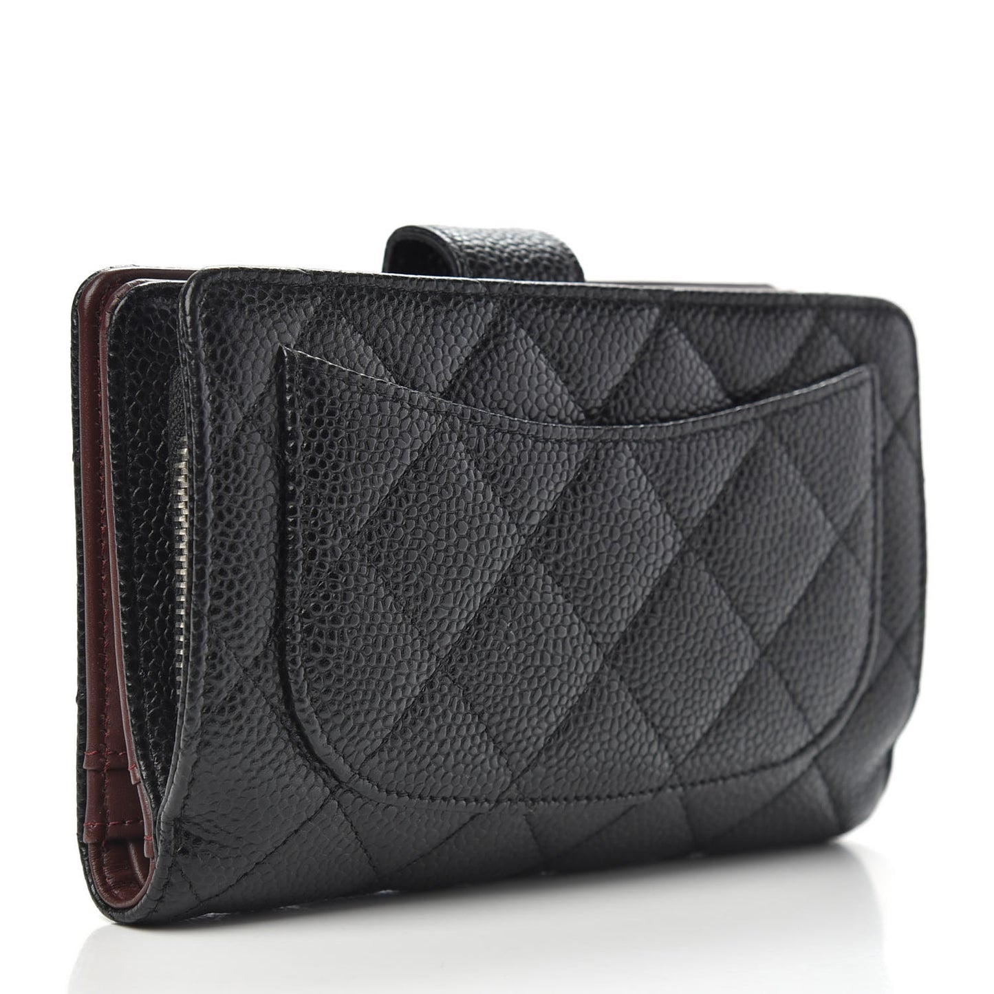 Caviar Quilted Zipped Pocket Wallet Black