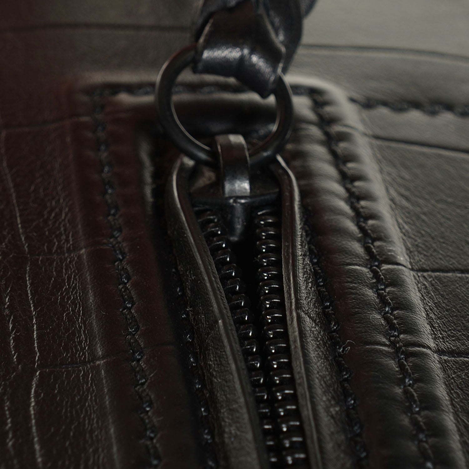 Celine Crocodile Embossed Calfskin Medium Phantom Luggage Black 15 of 16