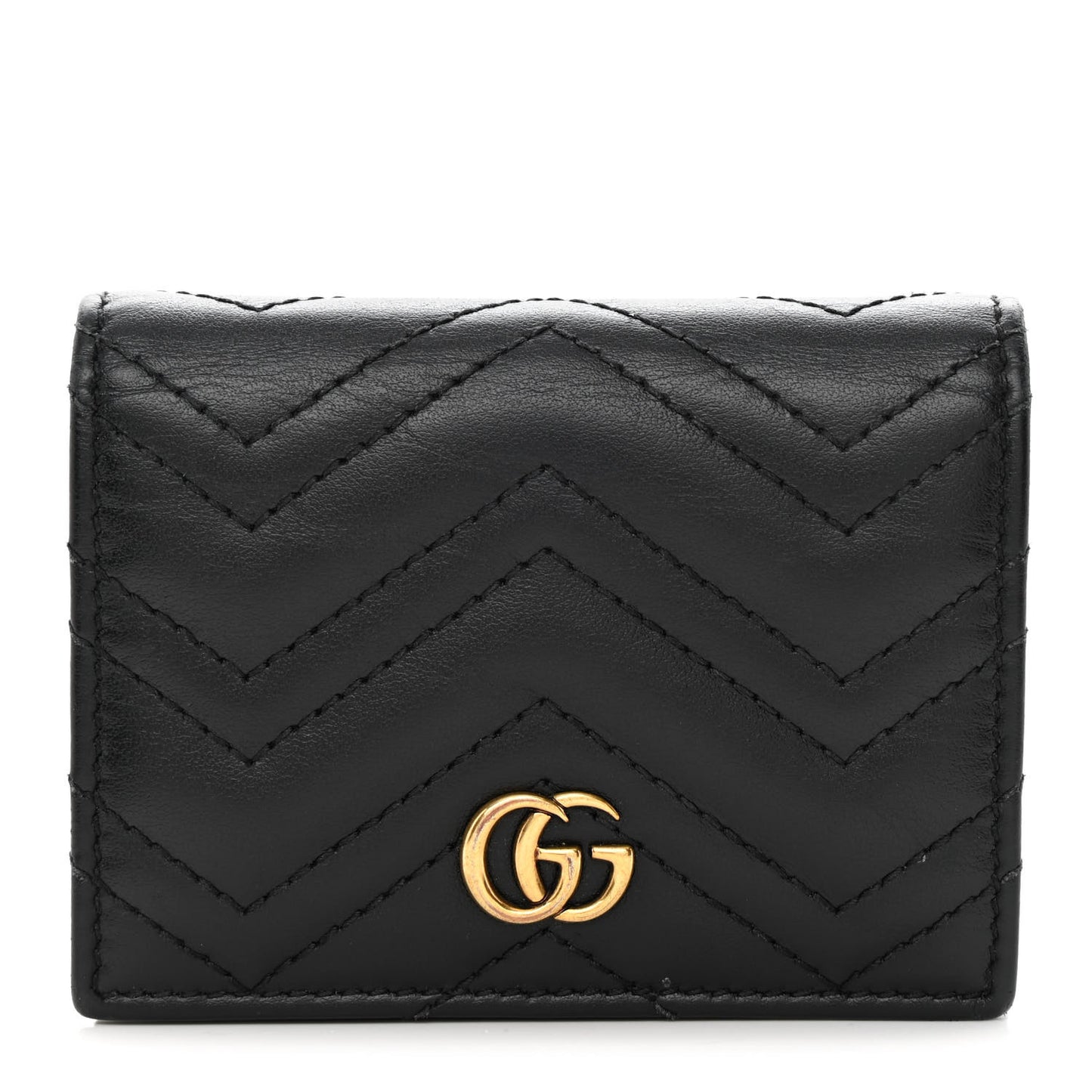 Calfskin Matelasse GG Marmont Card Case Wallet Black