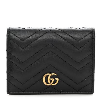 Gucci Calfskin Matelasse GG Marmont Card Case Wallet Black 1 of 14
