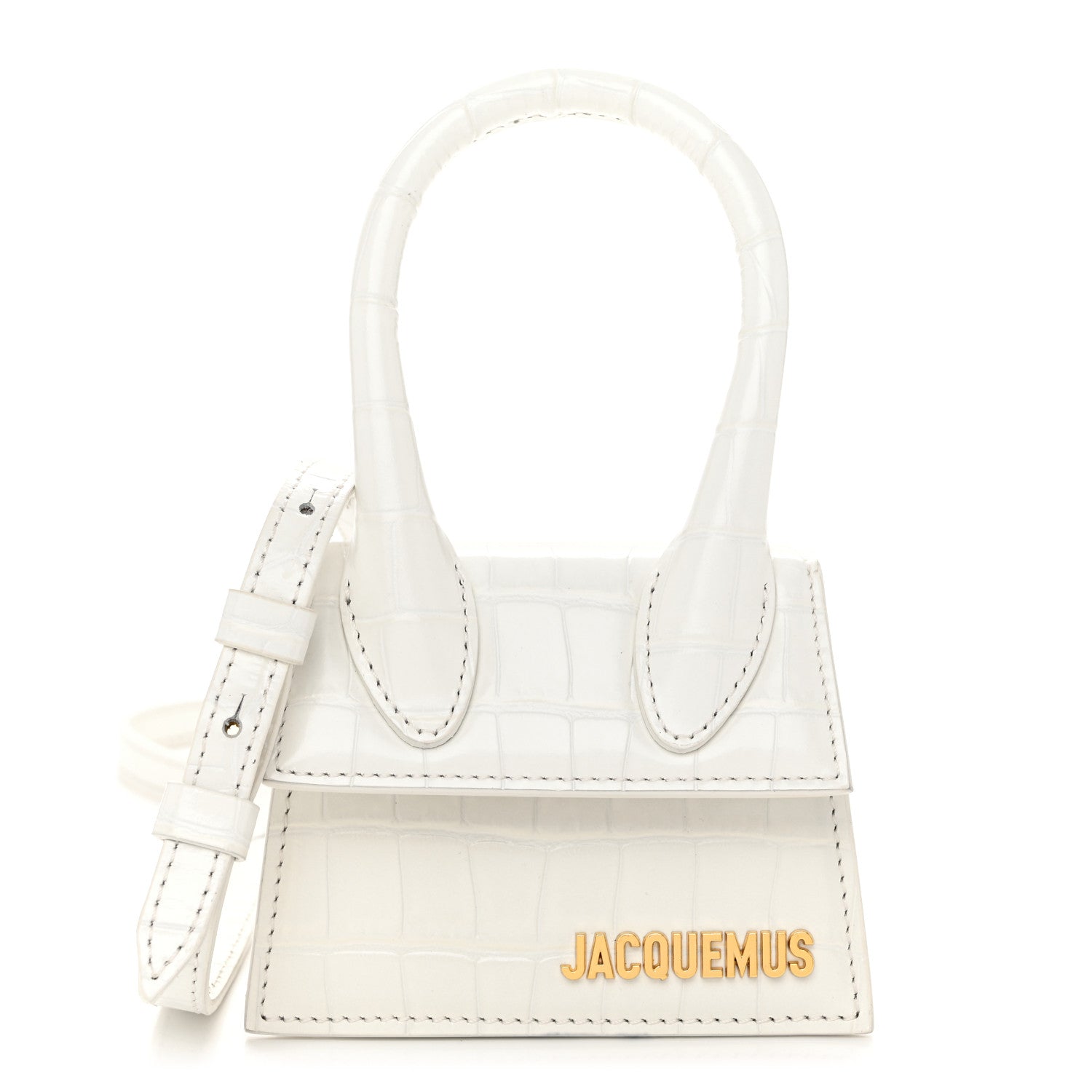 Jacquemus Calfskin Crocodile Embossed Le Chiquito White 1 of 11