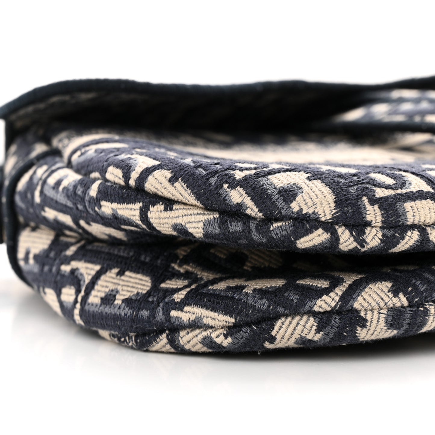 Oblique Embroidered Saddle Bag Blue