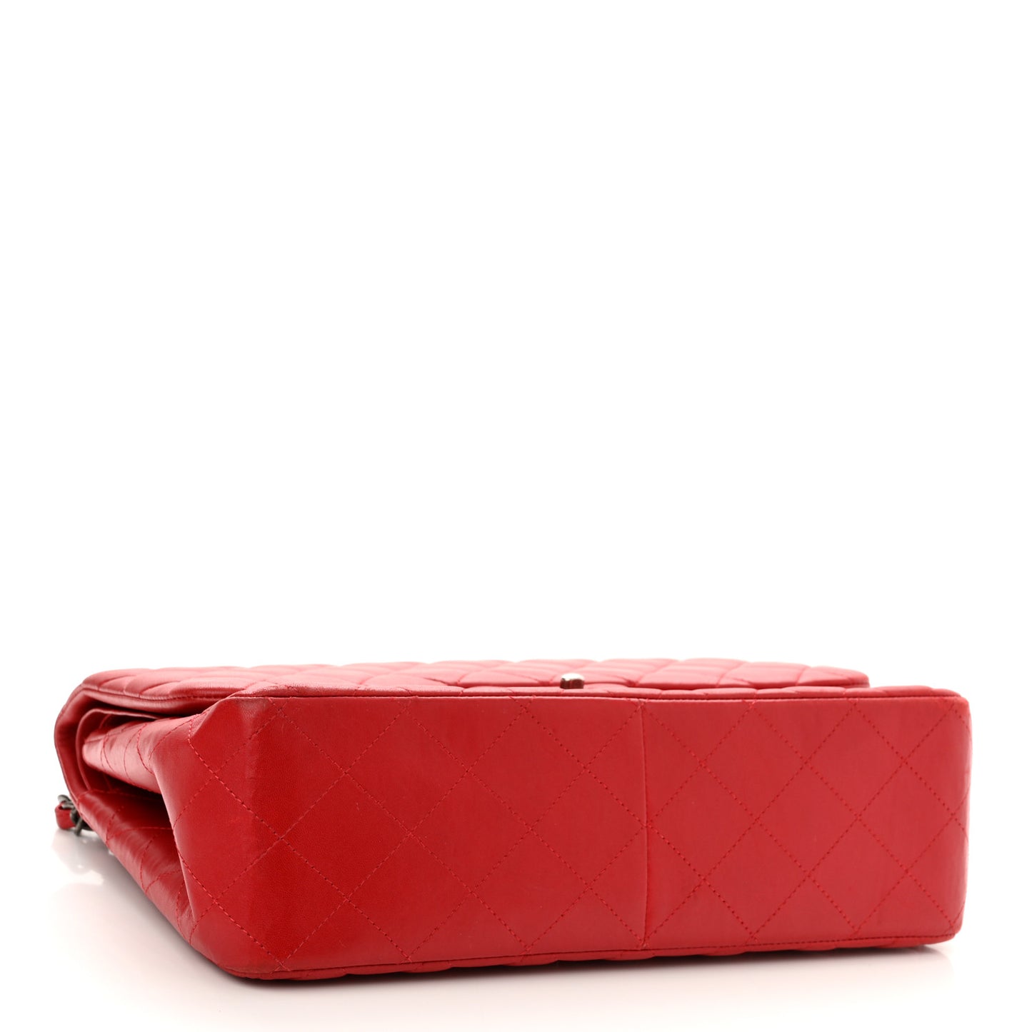 Lambskin Quilted Jumbo Double Flap Red