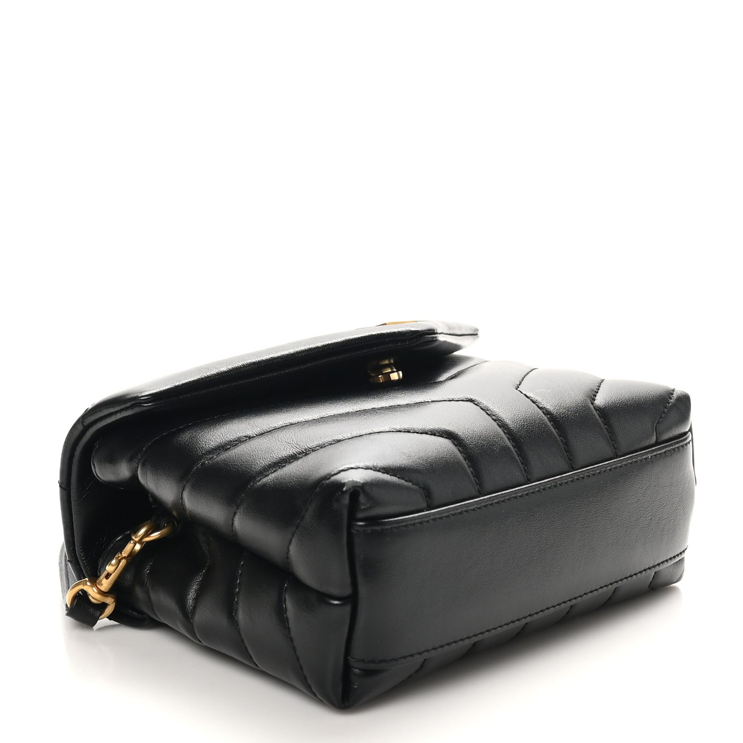 Calfskin Y Quilted Monogram Toy Loulou Crossbody Bag Black