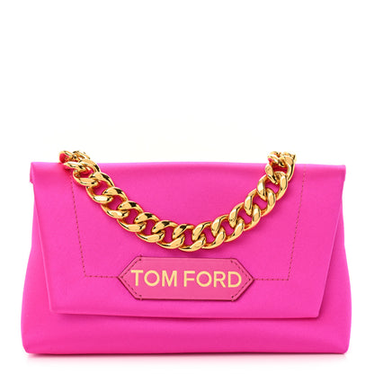 Tom Ford Satin Mini Label Chain Shoulder Bag Hot Pink 1 of 11