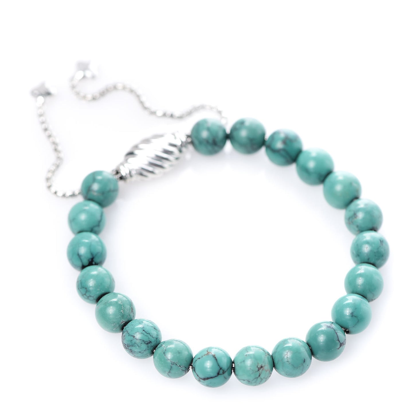Sterling Silver Turquoise 8mm Spiritual Beads Adjustable Bracelet