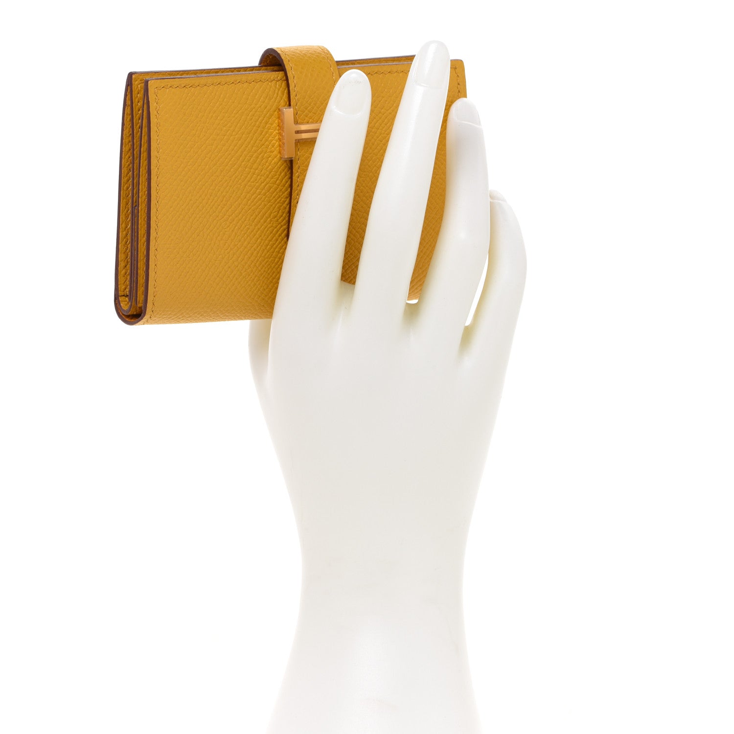 Hermes Epsom Bearn Card Holder Wallet Jaune Ambre 2 of 8