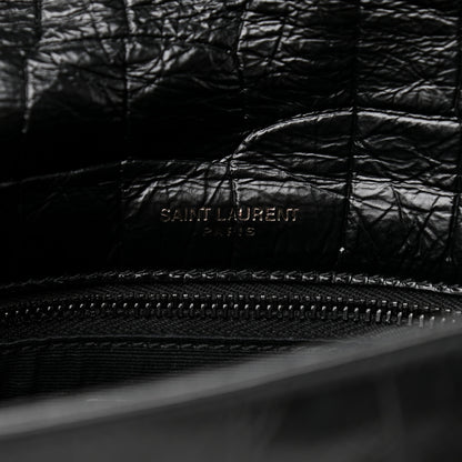 Saint Laurent Crocodile Embossed Lambskin Monogram Medium Niki Chain Satchel Black 6 of 12