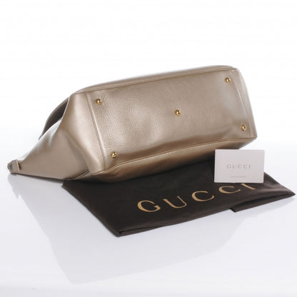 Gucci Metallic Pebbled Calfskin Medium 1973 Top Handle Satchel Golden Beige 4 of 8