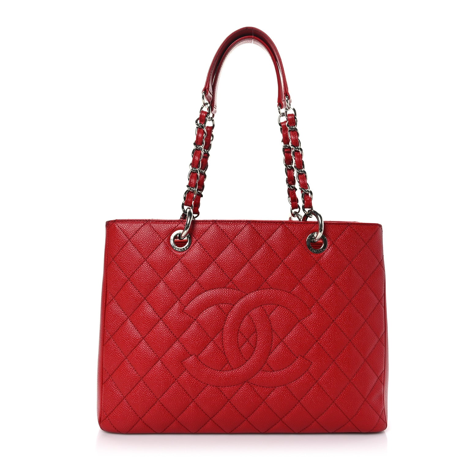 Chanel Caviar Quilted Grand Shopping Tote GST Red 1 of 12