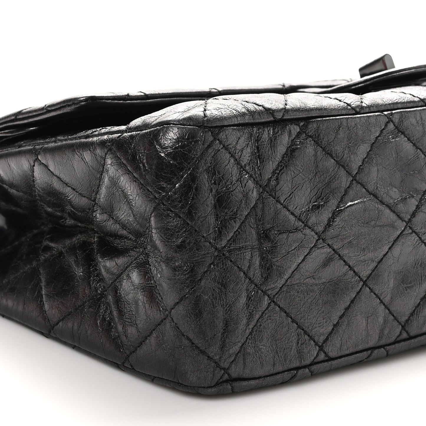 Metallic Aged Calfskin Quilted 2.55 Reissue 227 Flap So Black