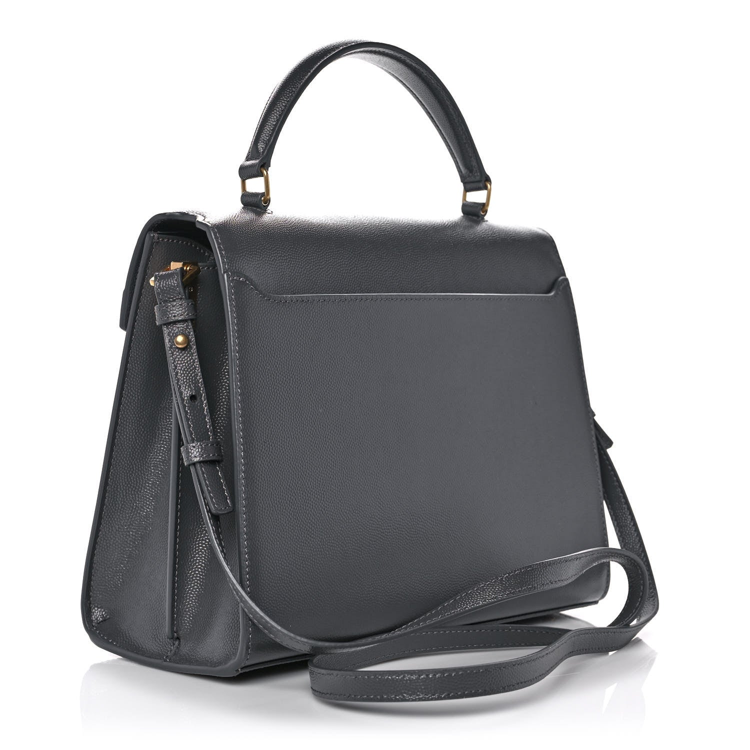 Saint Laurent Grain de Poudre Medium Classic Monogram Cassandra Top Handle Dark Smog 3 of 9