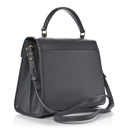 Saint Laurent Grain de Poudre Medium Classic Monogram Cassandra Top Handle Dark Smog 3 of 9