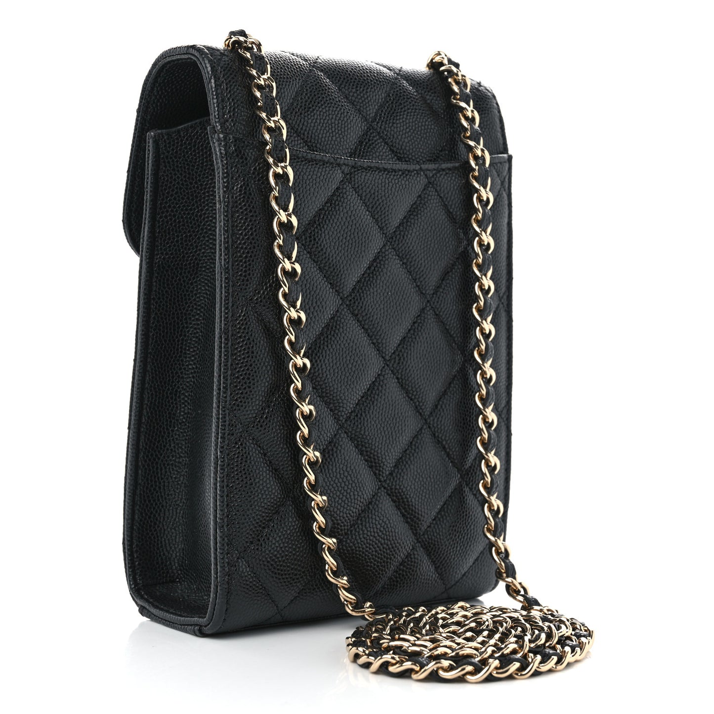 Caviar Quilted Classic Phone Holder Black