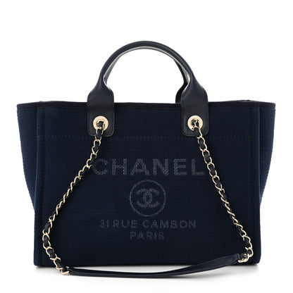 Chanel Mixed Fibers Small Deauville Tote Navy 3 of 12