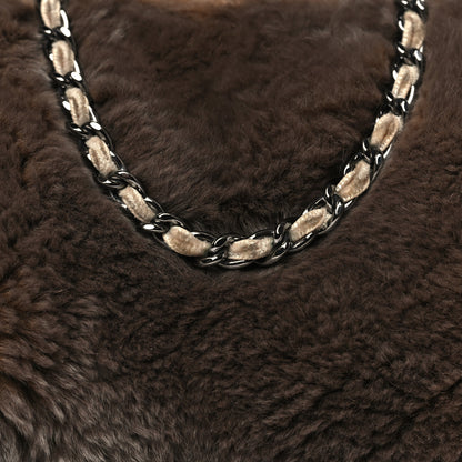Chanel Rabbit Fur Kiss Lock Chain Clutch Brown 8 of 10