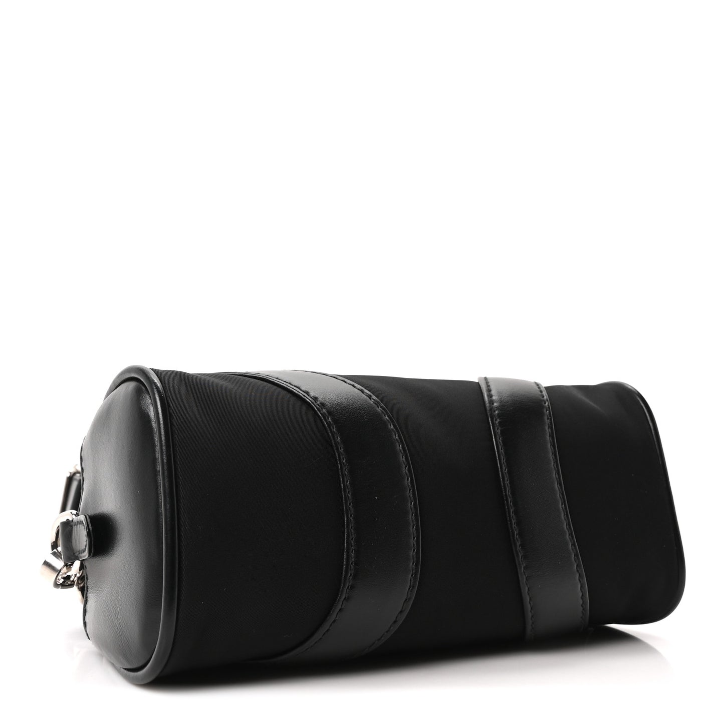Nylon Soft Calfskin Bowling Crossbody Bag Black