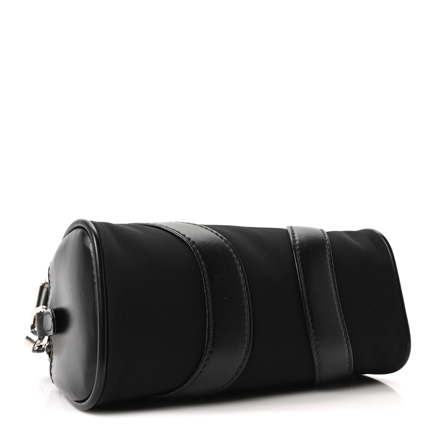 Prada Nylon Soft Calfskin Bowling Crossbody Bag Black 4 of 9