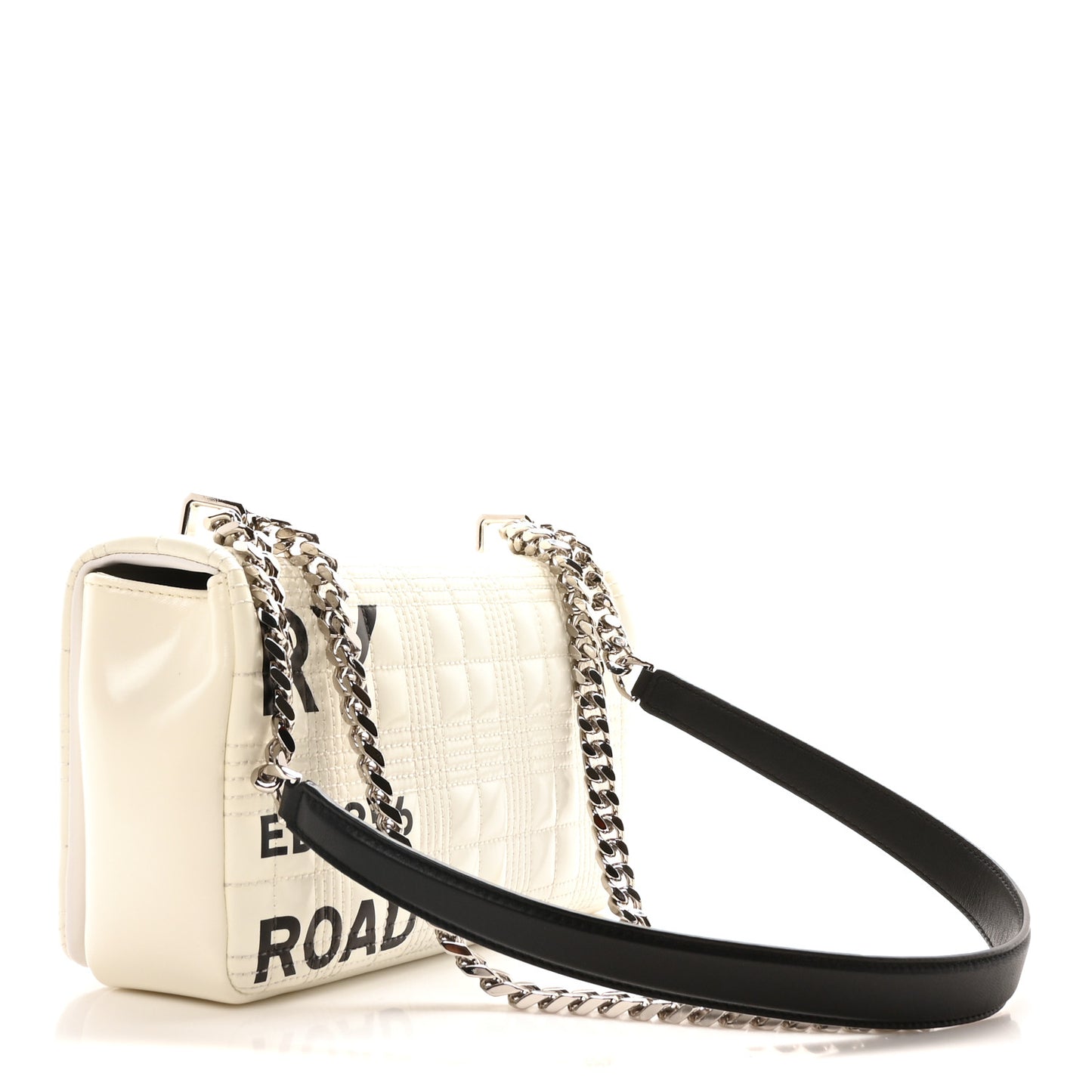 Patent Quilted Horseferry Print Small Lola Bag White