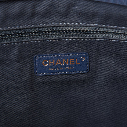 Chanel Mixed Fibers Large Shopping Bag Blue Beige 5 of 9