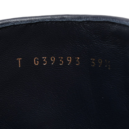 Chanel Wool Tweed Calfskin Chain Lace Up Combat Boots 39.5 Navy Blue Black 7 of 9