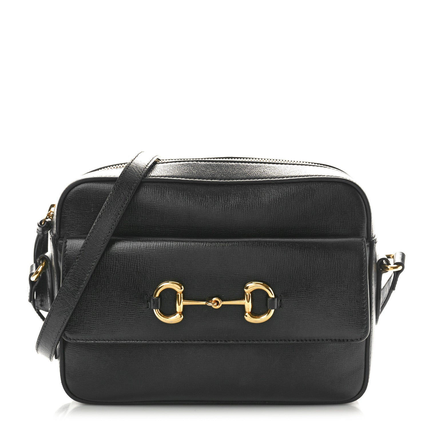Gucci Textured Calfskin Small Horsebit 1955 Shoulder Bag Black 1 of 12