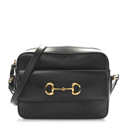 Gucci Textured Calfskin Small Horsebit 1955 Shoulder Bag Black 1 of 12