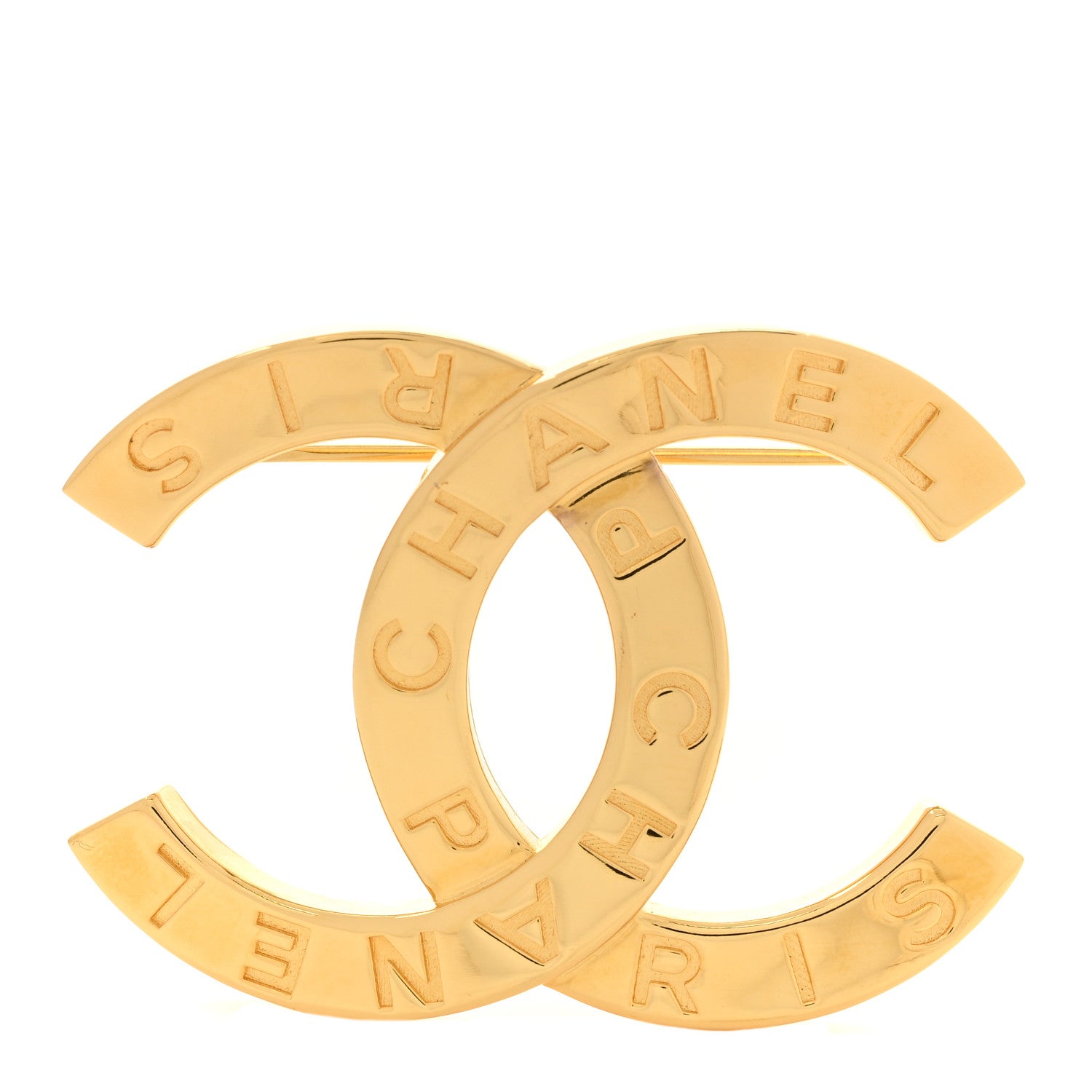 Chanel Metal Paris Button CC Large Brooch Gold 1 of 5