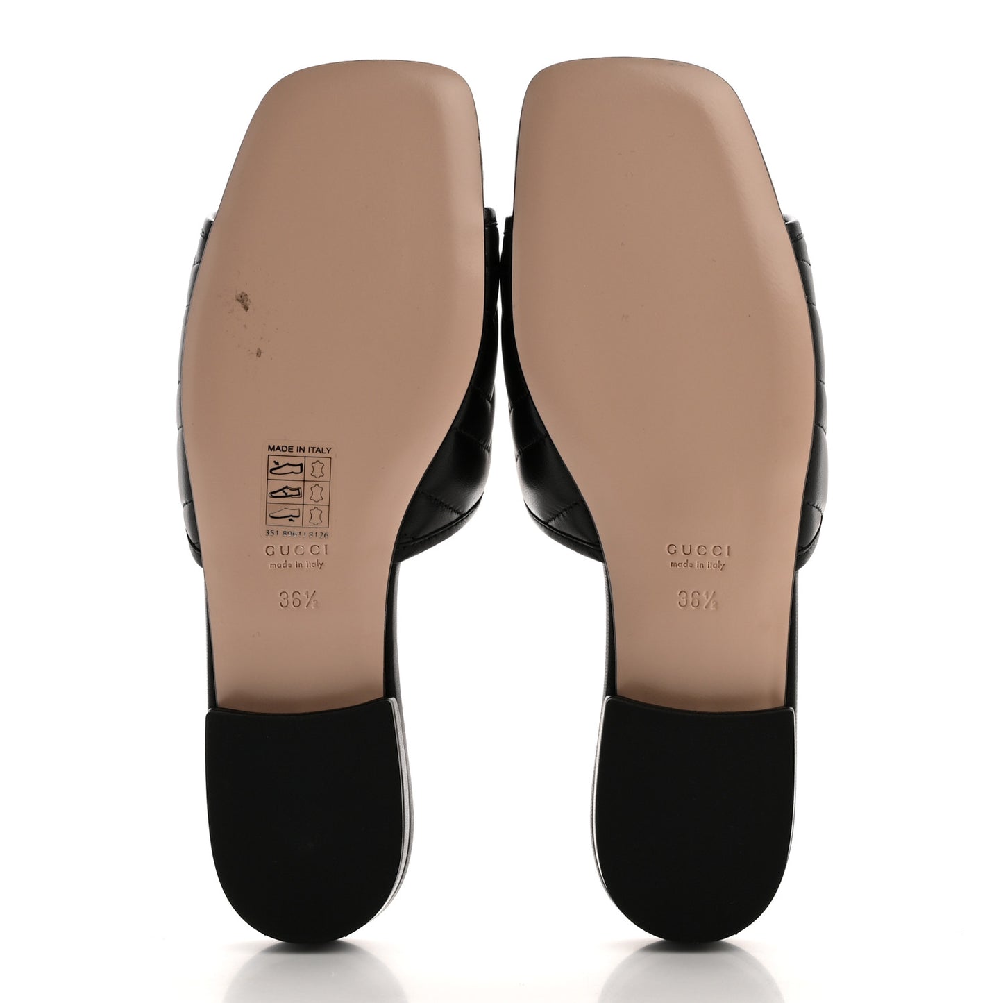 Nappa Matelasse GG Marmont Flat Slide Sandals 36.5 Black