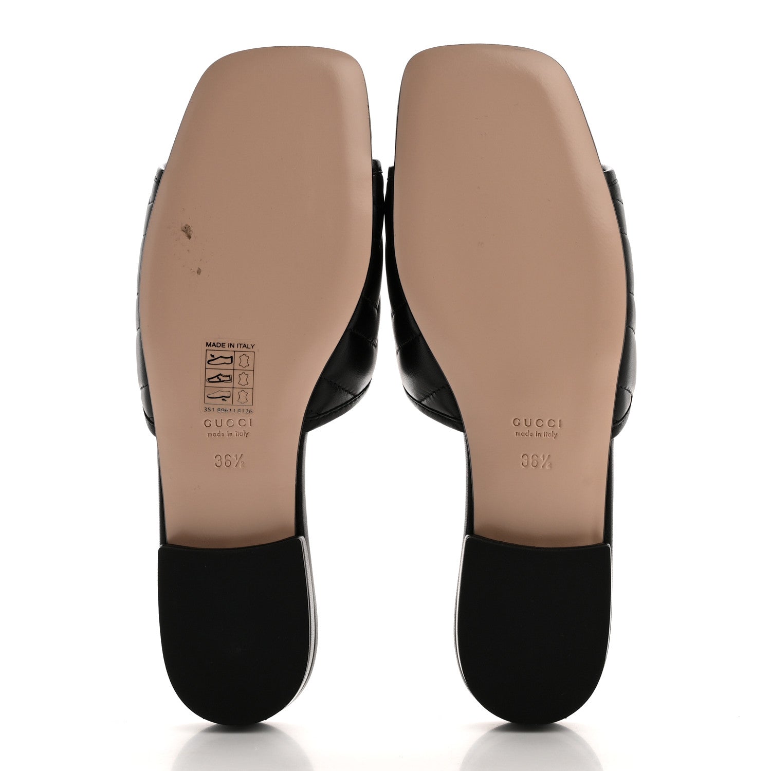 Gucci Nappa Matelasse GG Marmont Flat Slide Sandals 36.5 Black 5 of 9