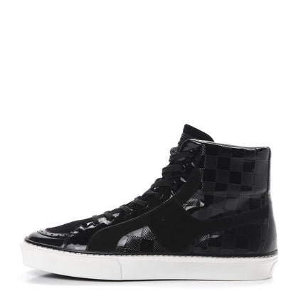 Louis Vuitton Suede Patent Calfskin Damier High Top Sneakers 8 Black 1 of 7