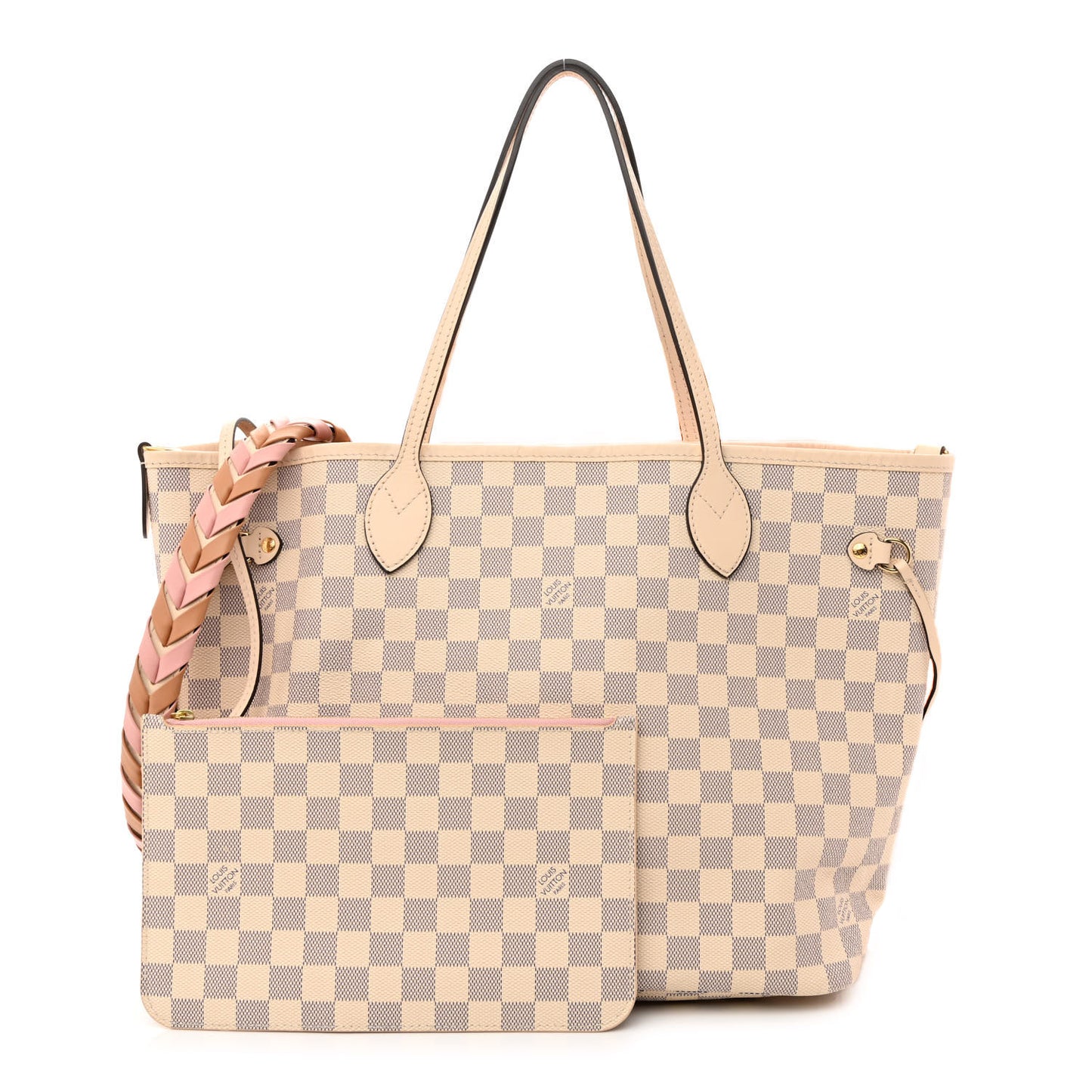 Damier Azur Braided Neverfull MM Pink