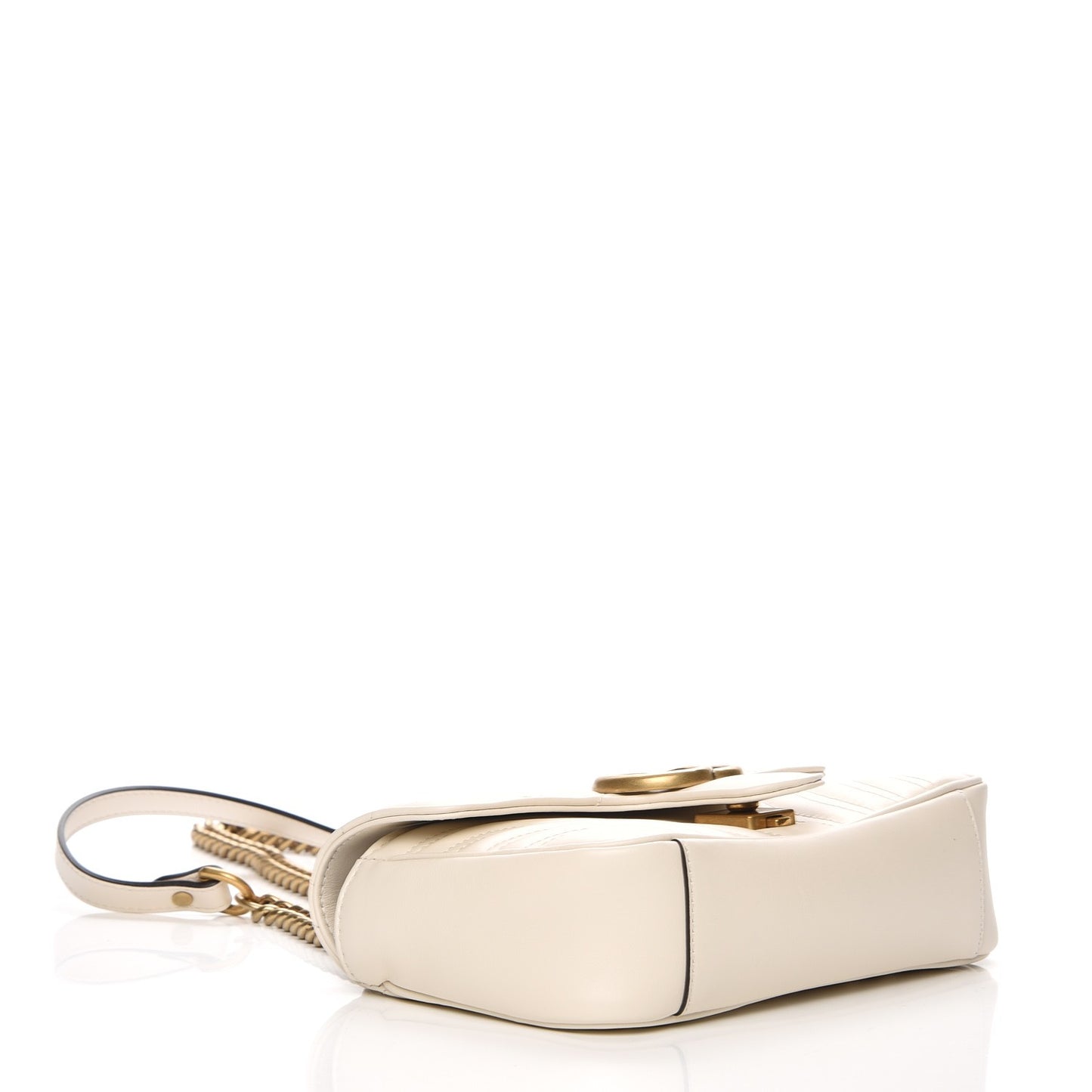 Calfskin Matelasse Mini GG Marmont Shoulder Bag White