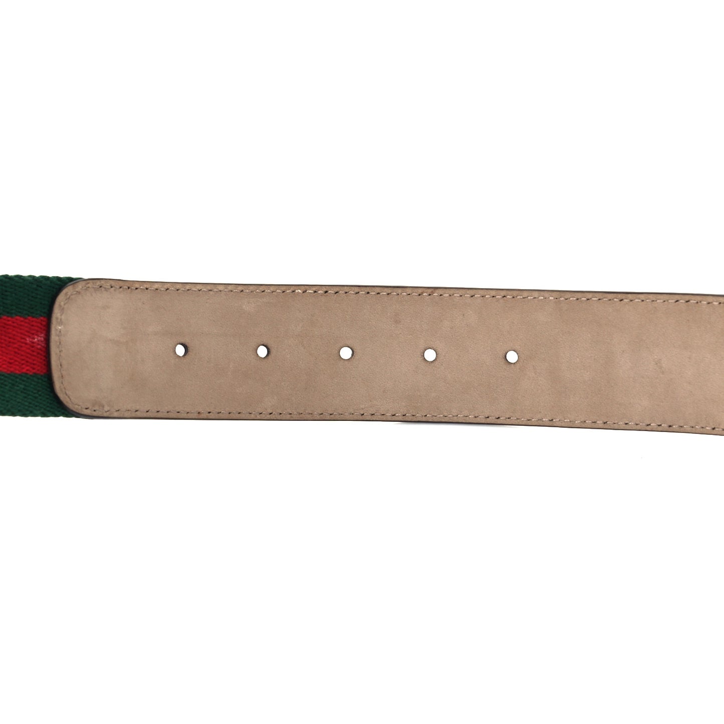Nylon Textured Calfskin Double G Web 40mm Belt 95 38 Green Red Dark Cocoa