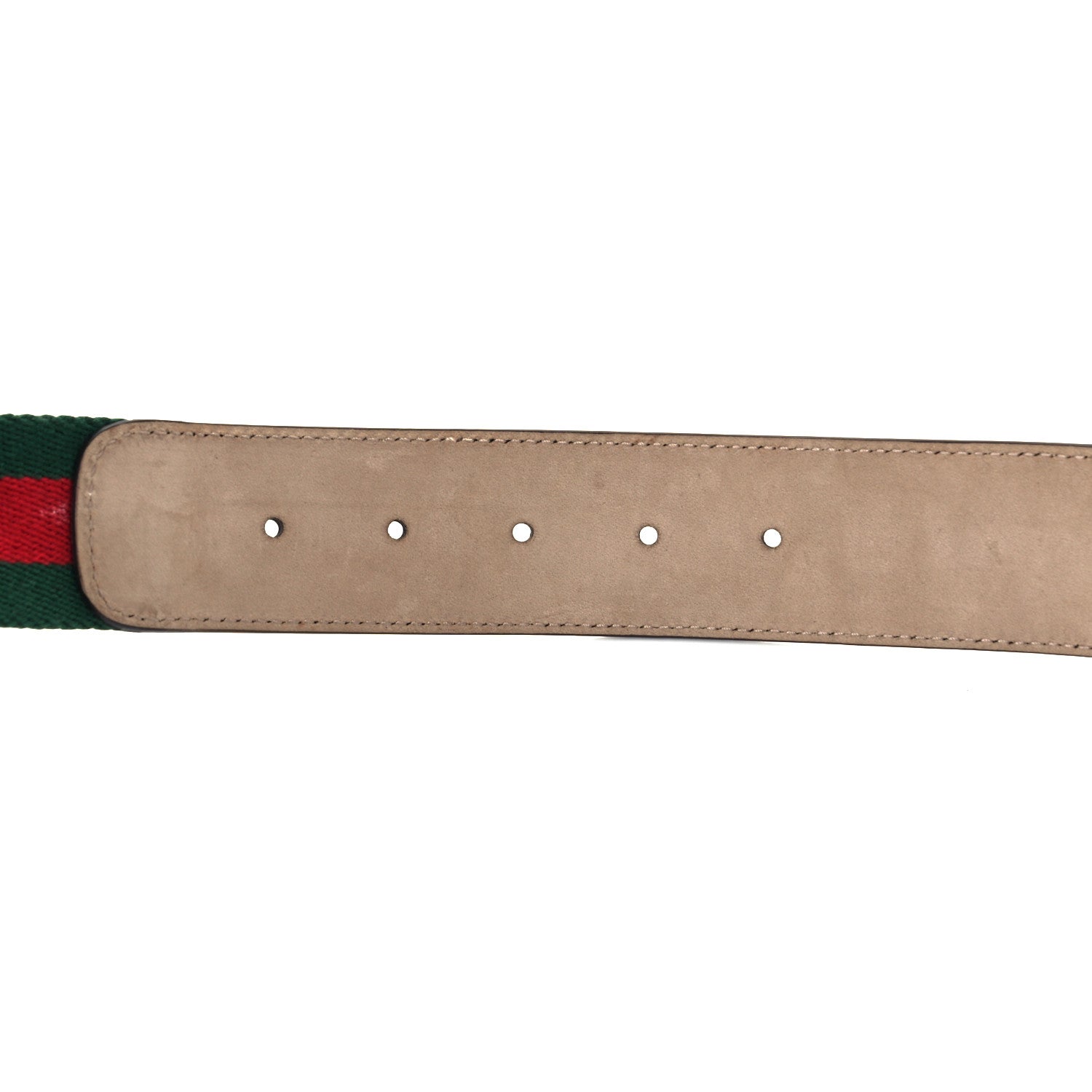 Gucci Nylon Textured Calfskin Double G Web 40mm Belt 95 38 Green Red Dark Cocoa 3 of 5