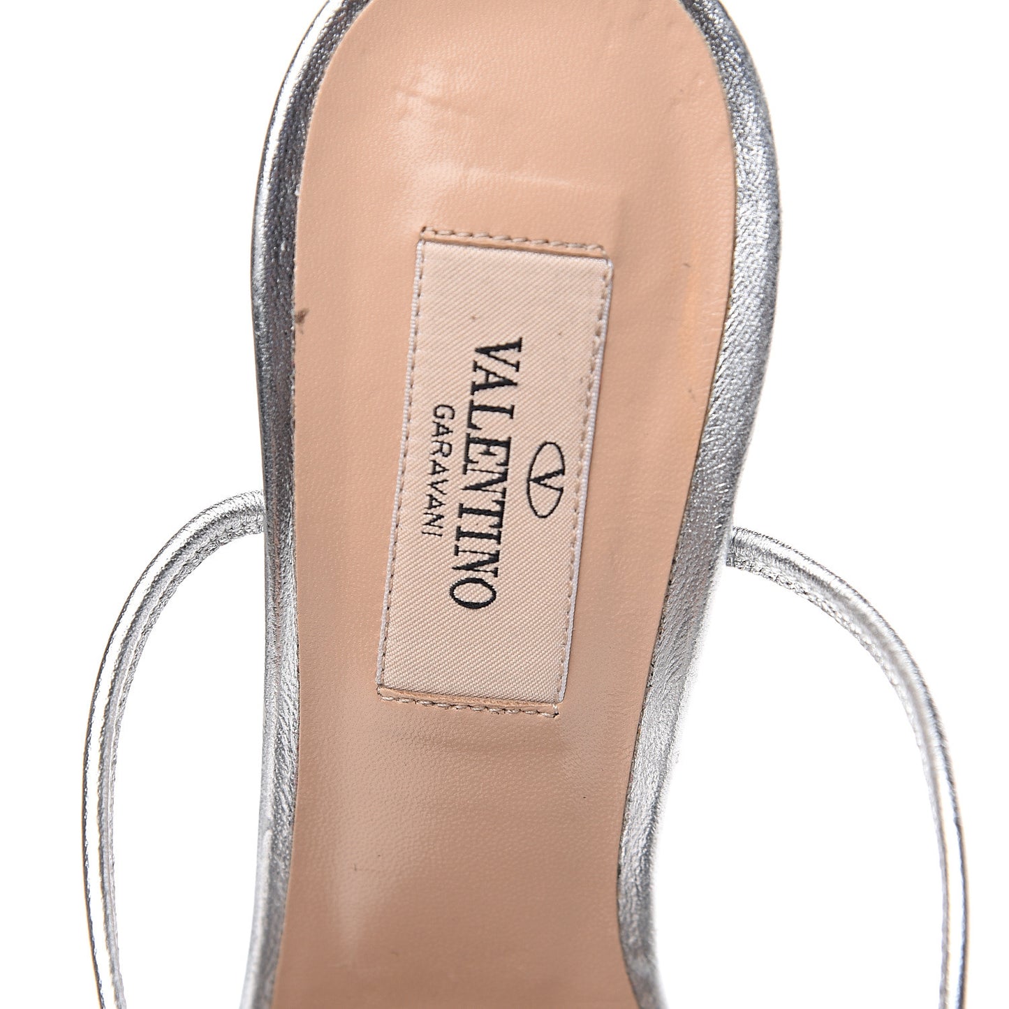 Metallic Nappa Rockstud Ankle T-Strap 105mm Sandals 37.5 Silver