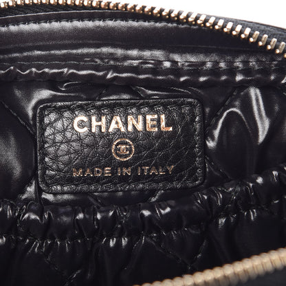 Chanel Grained Calfskin Quilted Small Curvy Pouch Cosmetic Case Black 6 of 8