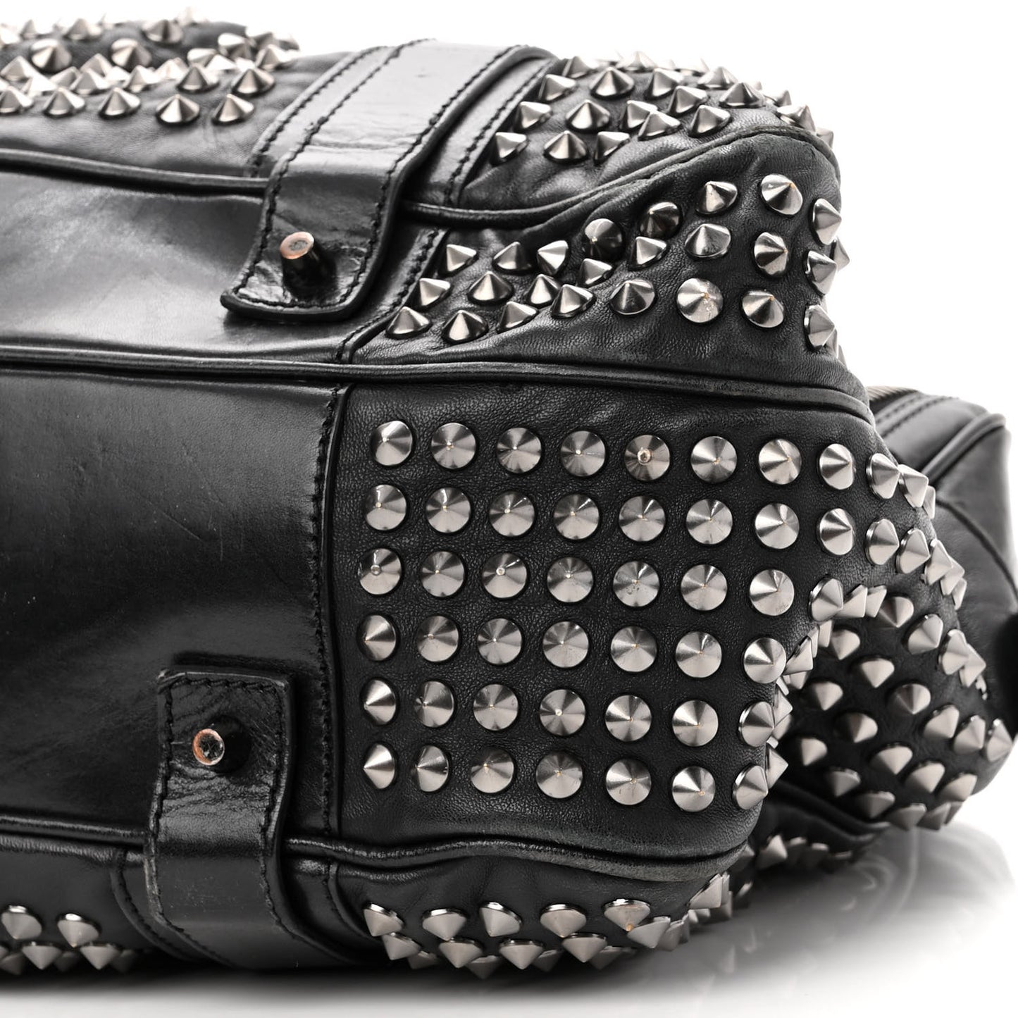 Prorsum Calfskin Studded Knight Satchel Black