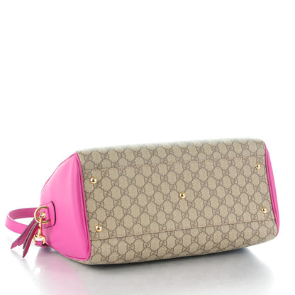 Gucci GG Supreme Monogram Medium Boston Beige Hibiscus Red New Rosette 4 of 7